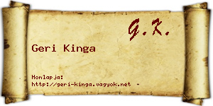 Geri Kinga névjegykártya